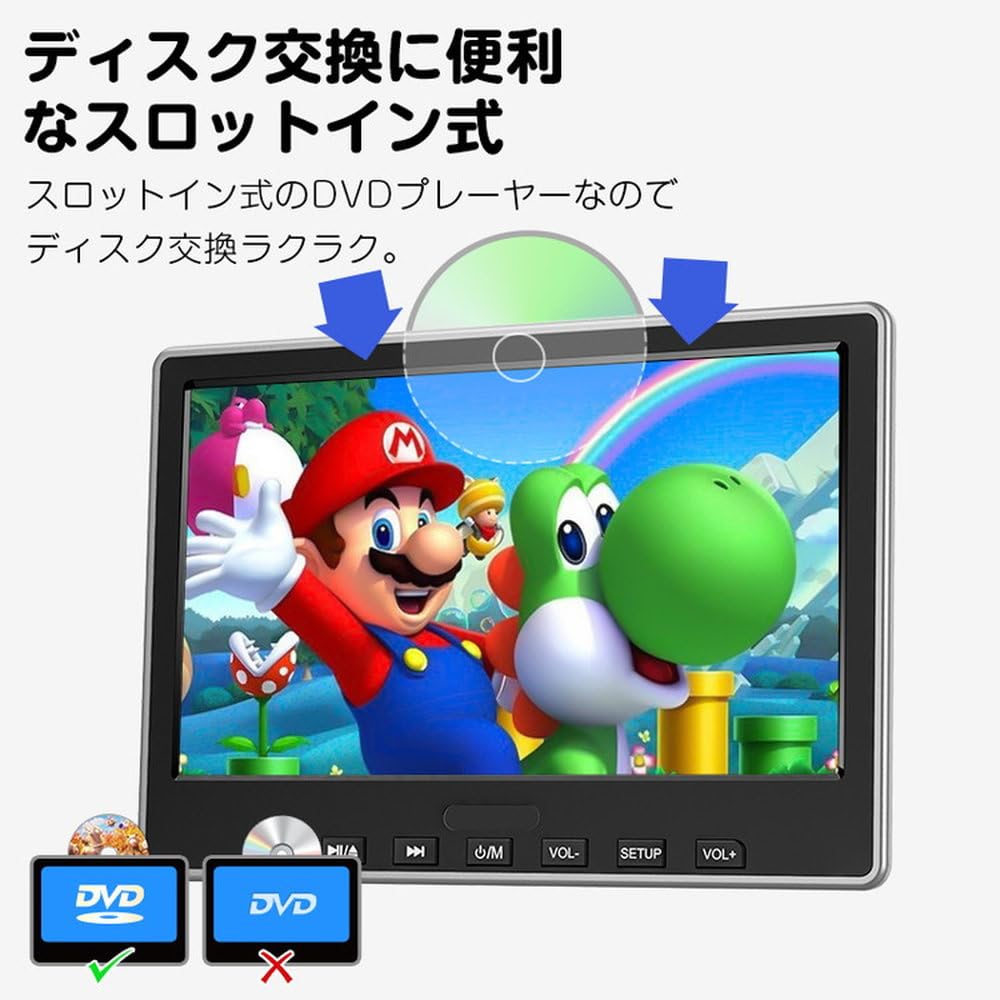 Amazon.co.jp: Hiro 10.1インチヘッドレストモニター 後部座席用 DVD